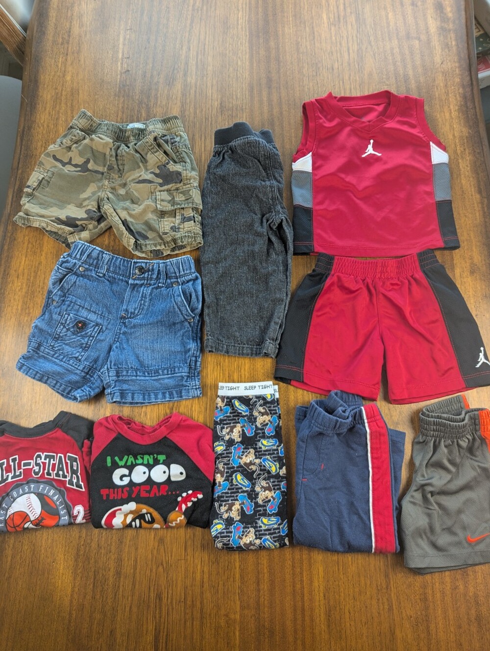 Bundle Of 10 Pcs Boys Clothing Size 18M Jordan Shorts Pajamas See Description